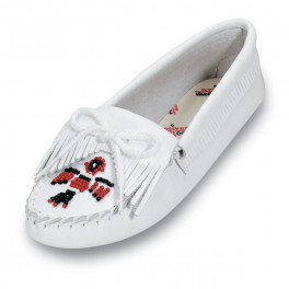 Hausschuh Glattleder Damen Mokassin "Thunderbird" weiss
