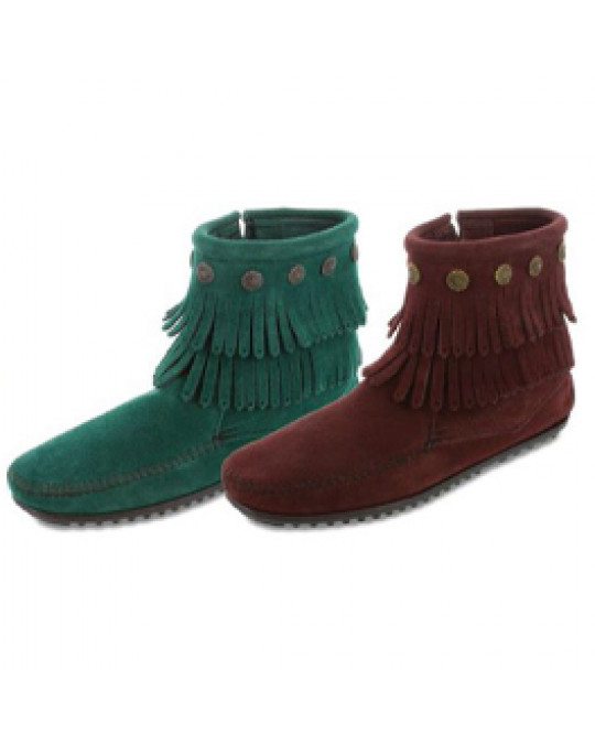 Concho-Stiefelette mit 2 Fransenreihen Petrol Gr. 38