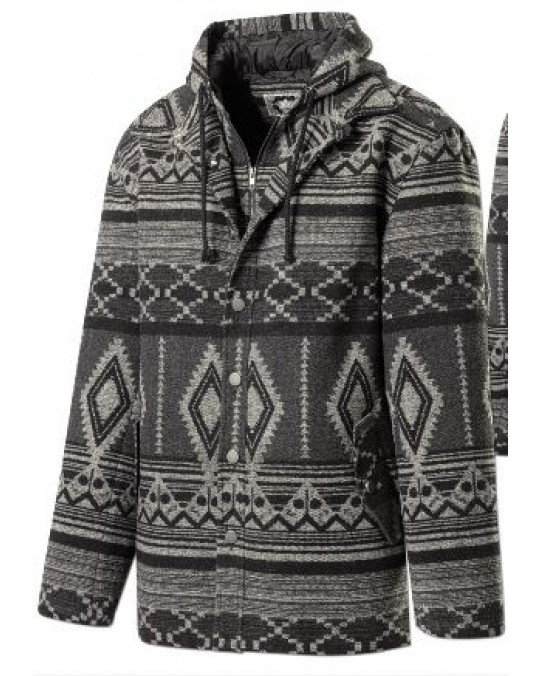 "Yukon" Grey Geometric Design- Herren Ethno Jacke für den Winter